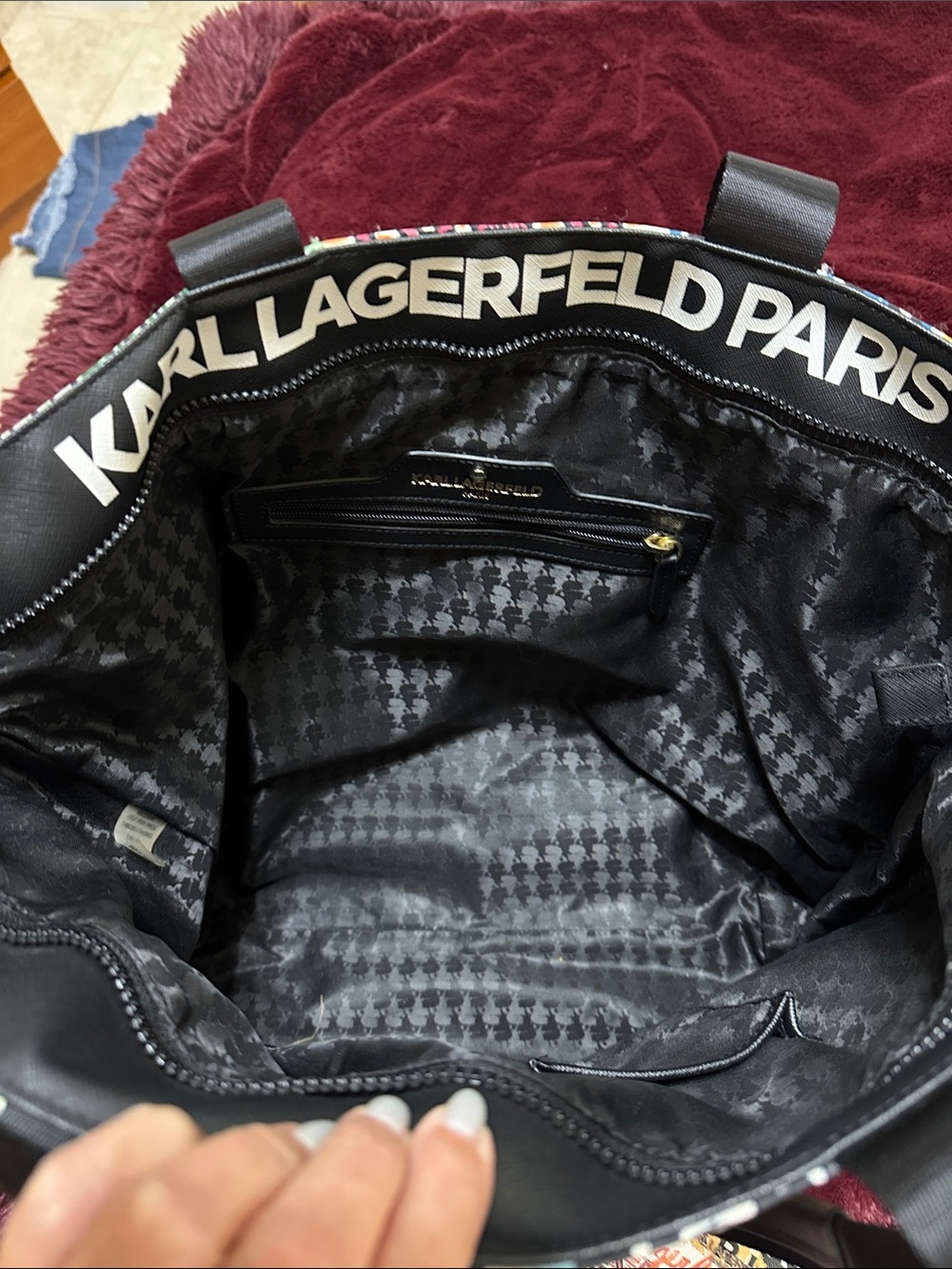 Karl Lagerfeld Multicolor Graffiti Logo Tote and Zip Wallet - Picture 2 of 4